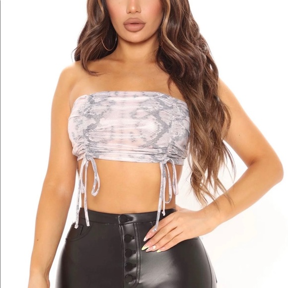 Faux Leather Snake Skin Tube Top - Picture 1 of 11
